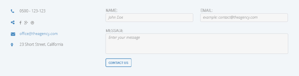 The Agency contact section